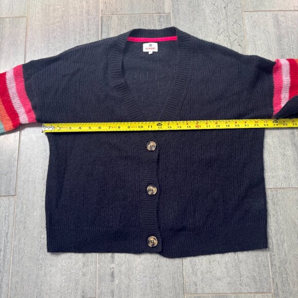 Sundry Rainbow Wool Cashmere Oversized V-Neck Cardigan Sweater Blue 2/Medium - Picture 8 of 11